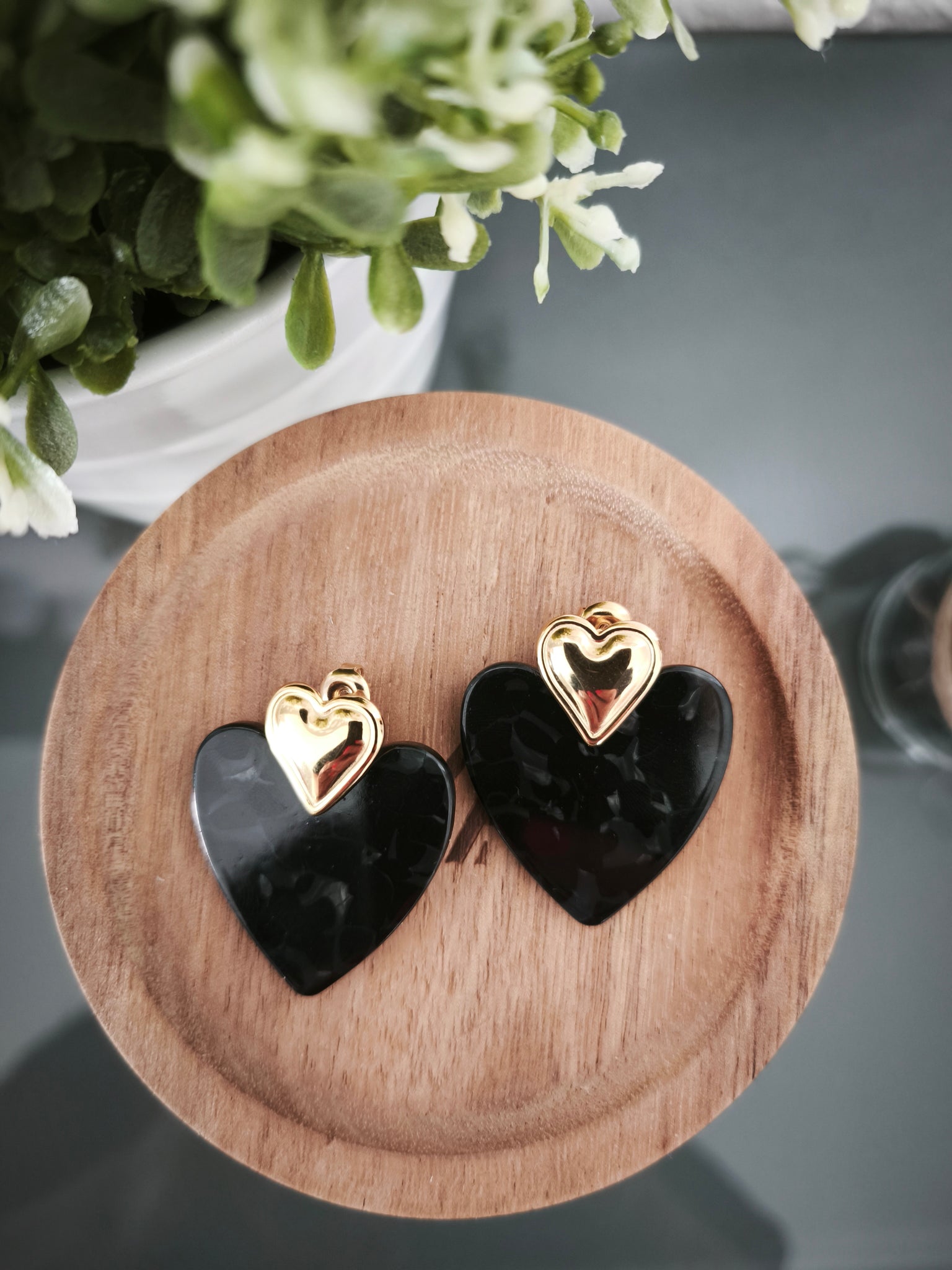 Boucles d'oreilles Cœur corne