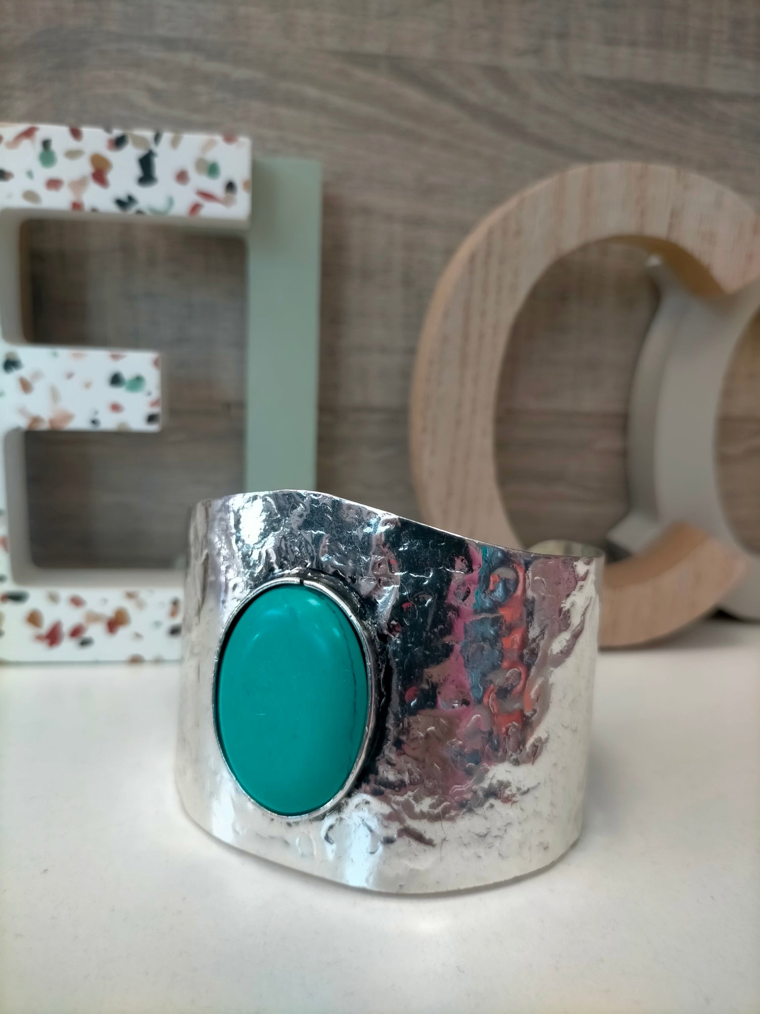 Manchette acier et turquoise